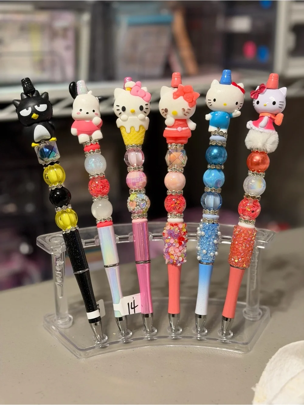 Pen-1408 Hand beaded extended length pens, boutique quality